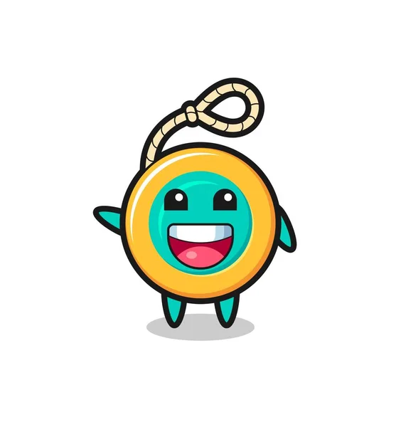 Feliz Yoyo Lindo Personaje Mascota Lindo Diseño — Vector de stock