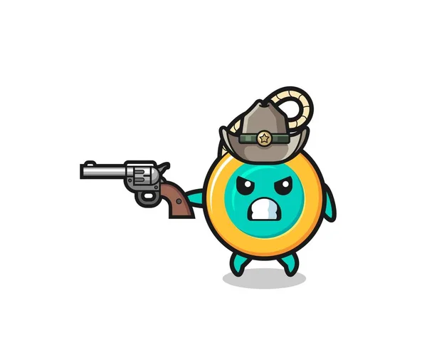 Yoyo Cowboy Schieten Met Een Pistool Schattig Ontwerp — Stockvector