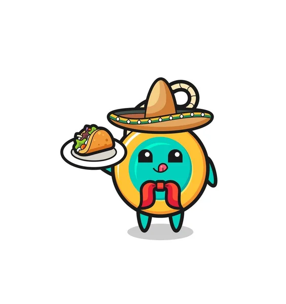 Yoyo Chef Mexicain Mascotte Tenant Taco Design Mignon — Image vectorielle