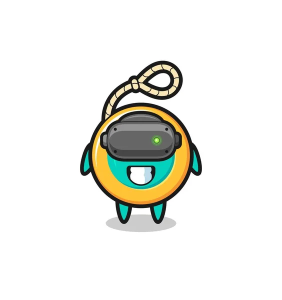 Schattige Yoyo Met Headset Schattig Ontwerp — Stockvector