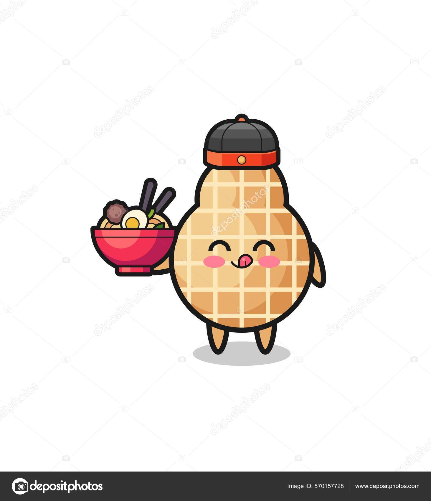 麺棒を持つ中華料理のマスコットとしてピーナッツ かわいいデザイン ストックベクター ©heriyusuf.rap@gmail.com 570157728, image size:1463x1700