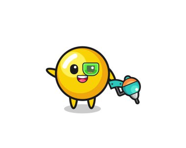 Yumurta sarısı çizgi filmi, geleceğin savaşçı maskotu, şirin tasarım.