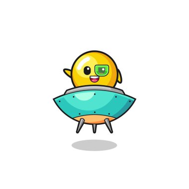 Yumurta sarısı çizgi filmi, geleceğin uzay gemisine binmek, şirin bir tasarım.