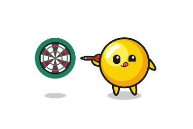 Sevimli yumurta sarısı dart oynuyor, şirin tasarım.