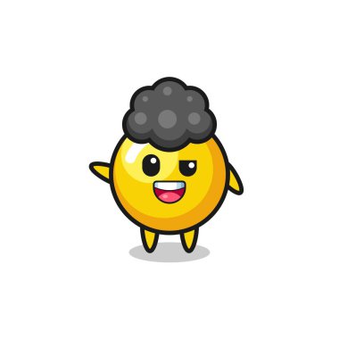 Afro çocuk rolünde yumurta sarısı karakteri, şirin tasarım.