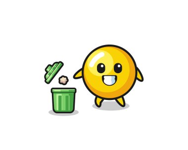 Çöp tenekesine çöp atan yumurta sarısının güzel bir tasarımı.