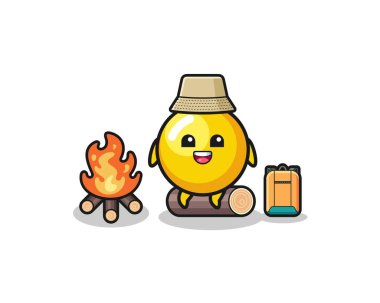 Yumurta sarısı çizgi filminin kamp çizimi, şirin bir tasarım.