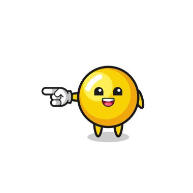 Sol işaret eden yumurta sarısı çizgi filmi, şirin bir tasarım.