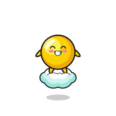 Şirin yumurta sarısı çizimi havada süzülen bir bulutta, şirin bir tasarım