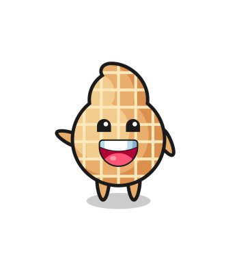 Mutlu fıstık tatlı maskot karakteri, şirin tasarım.