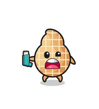 Fıstık maskotunun astımı vardı. Astım spreyini tutarken, şirin bir tasarım.