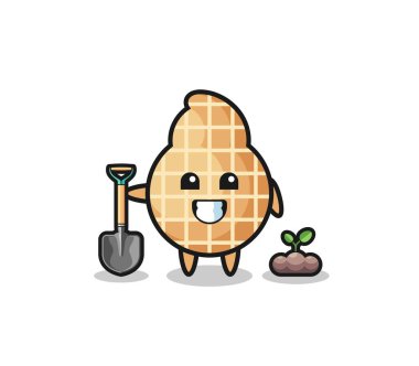 Şirin yerfıstığı çizgi filmi ağaç tohumu ekiyor, şirin tasarım.