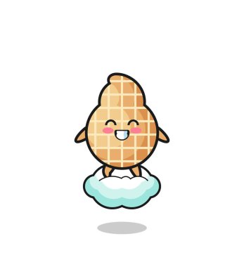 Şirin fıstık çizimi havada süzülen bir bulutta, şirin bir tasarım