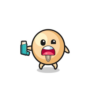 Soya fasulyesi maskotunun astımı vardı. Astım spreyini tutarken, şirin bir tasarım.