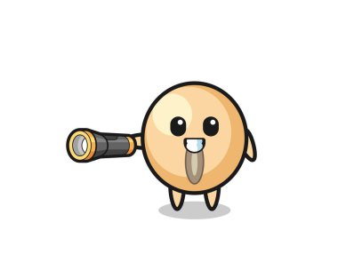 El feneri tutan soya fasulyesi maskotu, şirin tasarım.