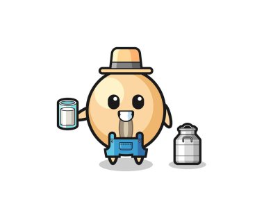 Soya fasulyesi çizgi filmi, mandıra çiftçisi, şirin tasarım.