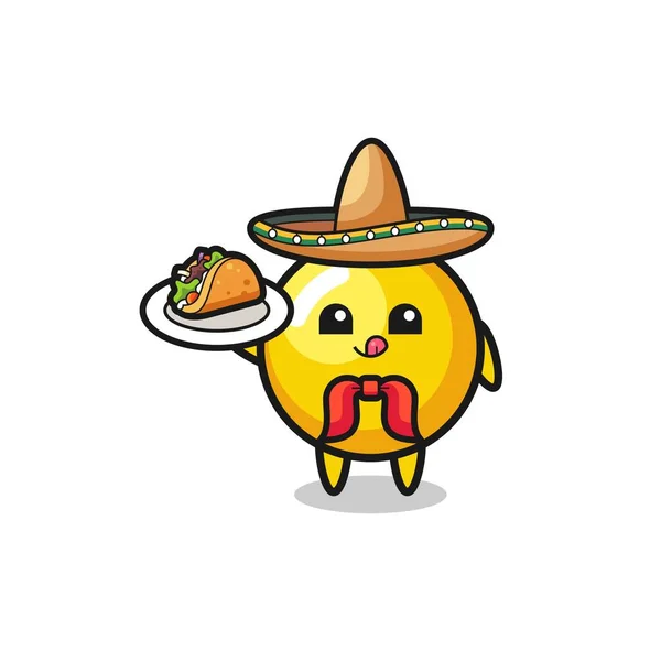 Äggula Mexikansk Kock Maskot Med Taco Söt Design — Stock vektor