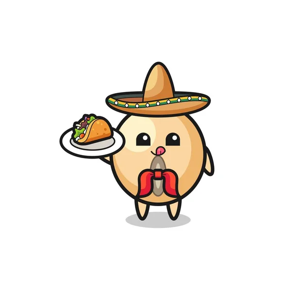 Soja Mascota Chef Mexicano Celebración Taco Lindo Diseño — Vector de stock