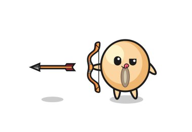 Okçuluk yapan soya fasulyesi karakteri, şirin tasarım.