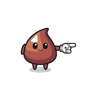 Çikolata parçacıklı maskot, güzel bir jest, şirin bir tasarım.