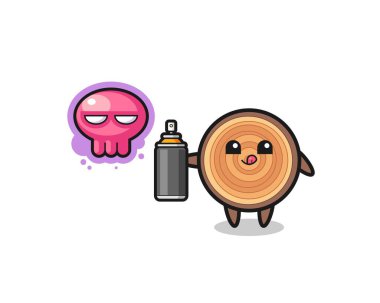 Tahta karikatür, sprey boyalı bir grafiti, şirin bir tasarım.