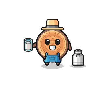 Sütçü olarak ahşap karikatür, şirin tasarım.