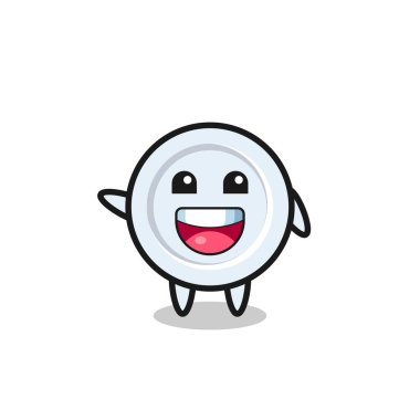 Mutlu tabak şirin maskot karakteri, şirin tasarım.