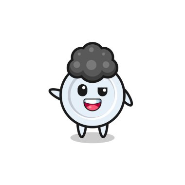 Afro çocuk rolünde tabak karakteri, şirin tasarım.