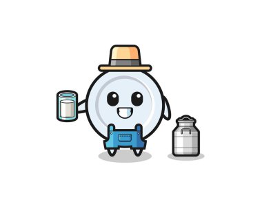 Tabak karikatürü, mandıra çiftçisi, şirin tasarım.