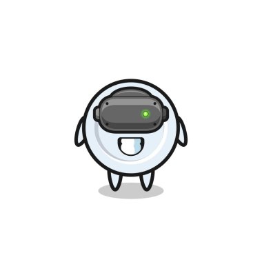 VR kulaklık kullanan şirin bir tabak, şirin bir tasarım.