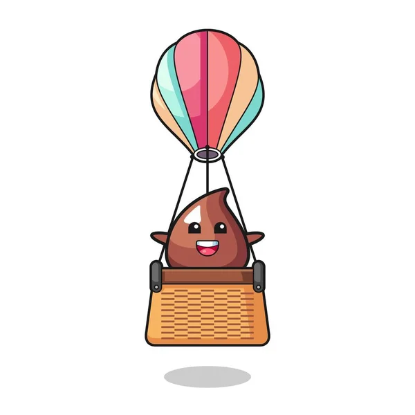 熱気球に乗るチョコチップマスコット可愛いデザイン — ストックベクタ