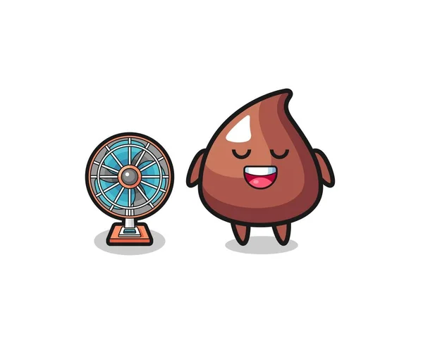 Chip Choco Lindo Está Pie Delante Del Ventilador Lindo Diseño — Vector de stock