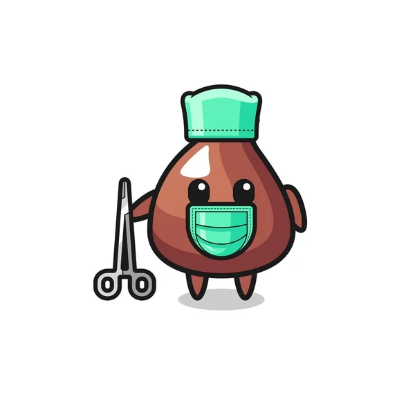 Cirurgião Choco Chip Mascote Personagem Projeto Bonito — Vetor de Stock
