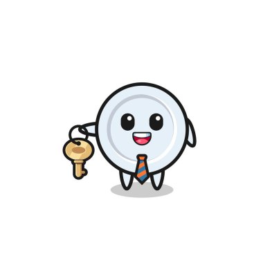 Emlakçı maskotu olarak şirin bir tabak, şirin bir tasarım.