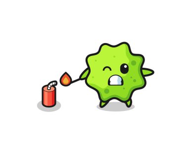 splat maskot illüstrasyonu kestane fişeği çalıyor, şirin tasarım