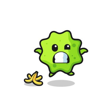 Splat çizgi filmi muz kabuğunda kayar, şirin bir tasarım.