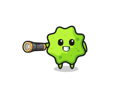 Splat maskot elinde el feneri, şirin tasarım