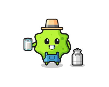 Süt çiftçisi olarak çizgi film, şirin tasarım.