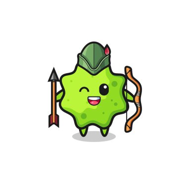 Ortaçağ okçu maskotu rolünde splat çizgi filmi, şirin tasarım.