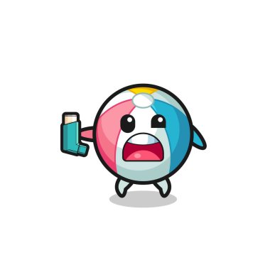 Plaj maskotunun astımı vardı. Astım spreyini tutarken, şirin bir tasarım.