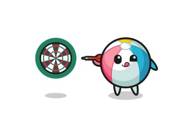 Şirin plaj topu dart oynuyor, şirin tasarım.