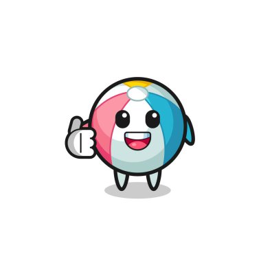 Plaj maskotu baş parmak hareketi yapıyor, şirin tasarım.