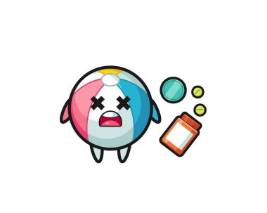 Aşırı doz plaj topu karakteri, şirin tasarım.