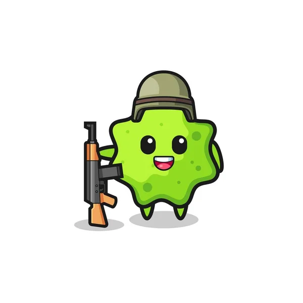 Cute Splat Mascot Soldier Cute Design — Stock Vector