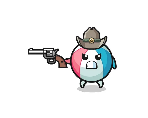 Balle Plage Cow Boy Tirant Avec Pistolet Design Mignon — Image vectorielle