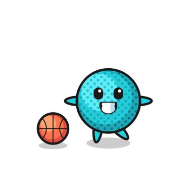 Dikenli top çizgi filmi basketbol oynuyor, şirin tasarım.