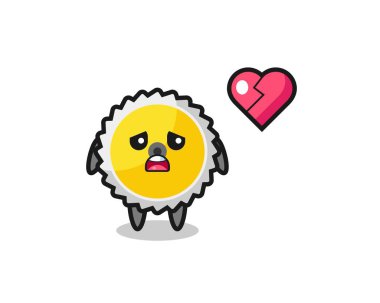 Testere Bıçak Çizgisi Çizimi Kırık Kalp, Sevimli Tasarım