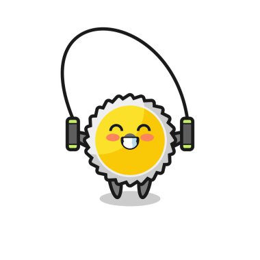 Testere bıçağı çizgi filmi, ip atlama, şirin tasarım.