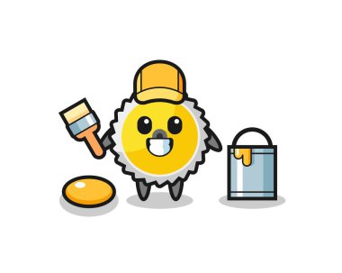 Testere bıçağının bir ressam olarak tasviri, şirin bir tasarım.