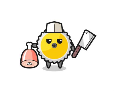 Bir kasap olarak testere bıçağı karakteri tasviri, şirin bir tasarım.